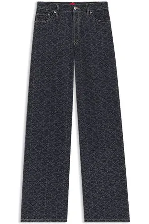 HUGO BOSS Super-wide-leg jeans in monogram laser-print denim