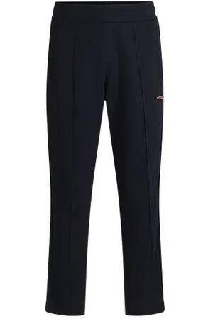HUGO BOSS X ASTON MARTIN jersey tracksuit bottoms with perforated leather stripe