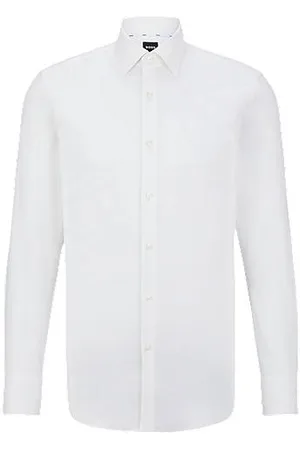HUGO BOSS Slim-fit shirt in easy-iron stretch-cotton twill