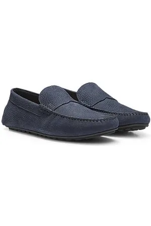 HUGO BOSS Nubuck-leather loafers with driver sole