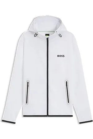 HUGO BOSS Active stretch-gabardine zip-up hoodie with thermoregulating technology