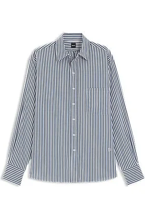 HUGO BOSS Cotton-blend blouse with vertical stripes
