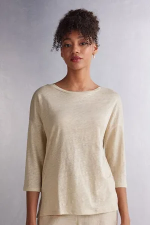 intimissimi Lněný Top s Lodičkovým Výstřihem Žena
