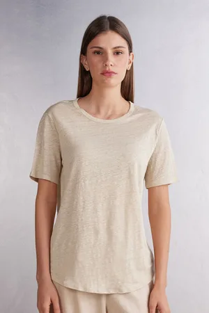 intimissimi Lněný Top s Krátkým Rukávem Žena