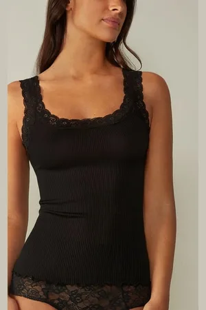 intimissimi Hedvábné Tílko s Krajkovým Výstřihem Žena