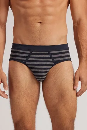 intimissimi Slipy z Bavlny Superior s Potiskem Modrých a Šedých Pruhů Člověk