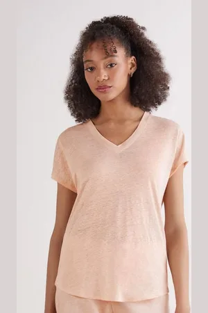intimissimi Lněný Top s Krátkým Rukávem a Výstřihem do V Žena