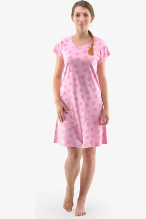 Gina Výhodné balení 5 kusů - Košilka noční dámská krátký rukáv 19132P Barva/Velikost: růžovofialová, pink / XL