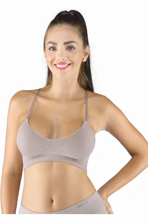 Gina Podprsenka sportovní s vycpávkami 07020P Barva/Velikost: šedohnědá / L/XL