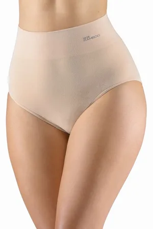 Gina Výhodné balení 5 kusů - Bambusové klasické kalhotky vysoký pas 00040P Barva/Velikost: béžová / L/XL