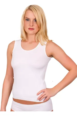 Hanna Style Dámská bezešvá košilka na široká ramínka vzor 06-26 Barva/Velikost: bílá / S/M