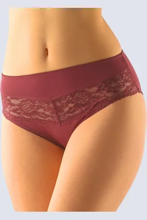 Gina Klasické kalhotky s krajkou 10121P Barva/Velikost: fialovohnědá / XS/S