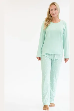 Gina Pyžamo dlouhé dámské 19161P Barva/Velikost: aqua, bílá / XXL