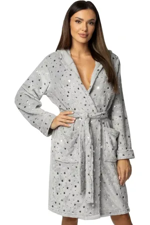 ENVIE Dámský soft župan Star grey Barva/Velikost: šedá / S/M