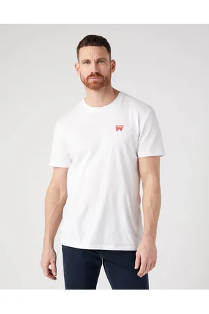 Wrangler Tričko pro muže W70MEE989 Sign Off Tee in White