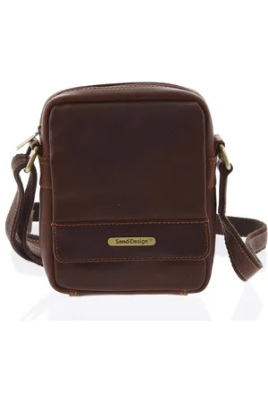 Sendidesign Hnědá luxusní pánská kožená crossbody brašna - Khalil