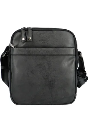 Hexagona Pánská kožená crossbody taška černá - Bermund