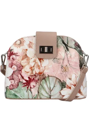 Delami Dámská kožená crossbody kabelka starorůžová/květy - Brokyllon
