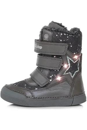 DD Step Dětské svítící zimní boty W068-368B Dark Grey