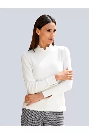 ALBA MODA Ženy S dlouhým rukávem - Tričko z bavlny Bílá