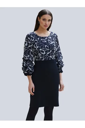 ALBA MODA Pouzdrové šaty s květinovým potiskem Černá/Bílá