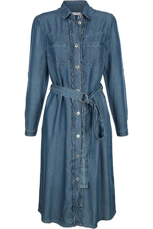 ALBA MODA Ženy Džínové šaty - Džínové šaty s knoflíkovou légou Modrá