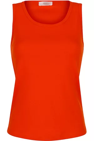 MONA Ženy Se širokými ramínky - Top z pohodlného žebrovaného materiálu Oranžová