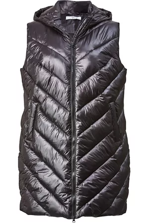 Angel of Style Ženy Vesty - Prošívaná vesta s kapucí Černá