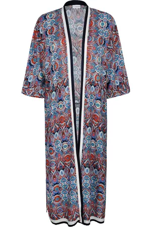 Miamoda Ženy Kimona - Kimono s Paisley potiskem Korálová/Modrá