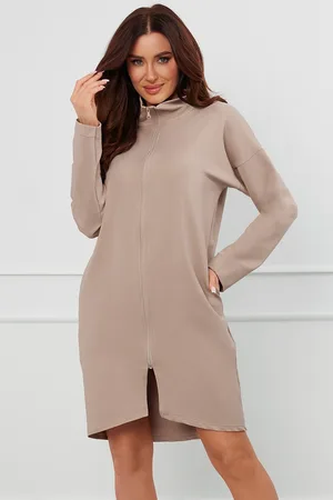Italian Fashion Dámský župan na zip Grafi - bavlněný propínací 2X