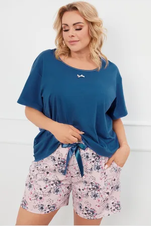 Italian Fashion Krátké dámské pyžamo aggita - bavlna větle růžová-modrá