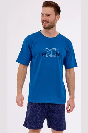 Cornette Pánské pyžamo Pixels odrá 2X