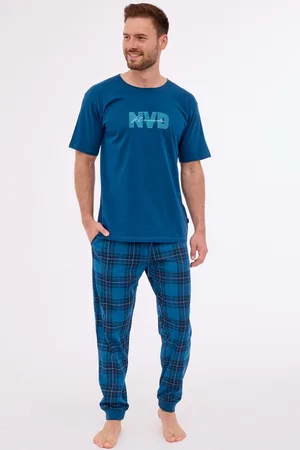Cornette Bavlněné pánské pyžamo Nevada - krátký rukáv odrá 2X