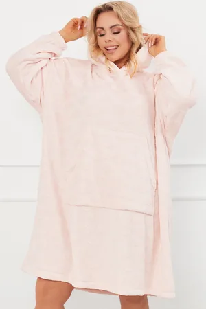 Italian Fashion Huňatá oversize mikina Runa - s kapucí tarorůžová One size