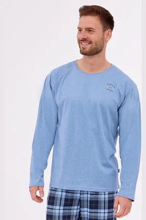 Cornette Modré kárované dlouhé pyžamo Aspen 2 124/264 Aspen 2 kr/r S-2XL