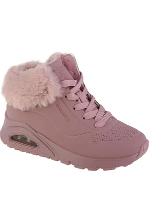 Skechers Růžové dívčí kotníkové tenisky s kožíškem Uno - Fall Air 310539L-MVE
