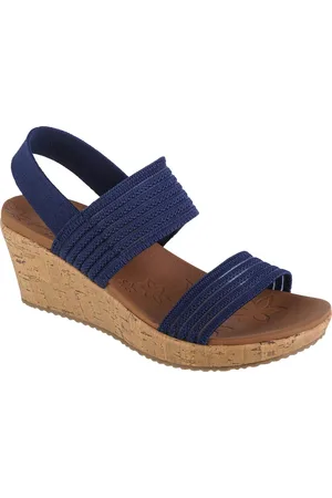 Skechers Tmavě modré sandály na klínku Beverlee - Sheer Luck 119571-NVY