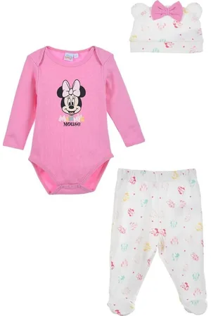Minnie Růžový set Minnie - body, kalhoty, čepička