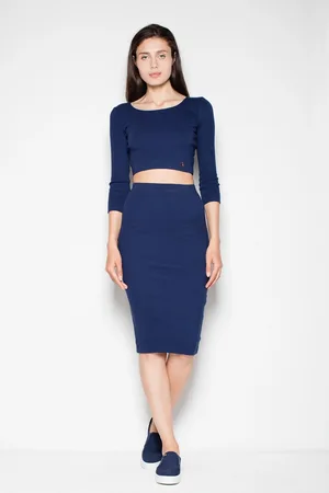 Venaton Dámský set top s širokým výstřihem + sukně VT032 Navy