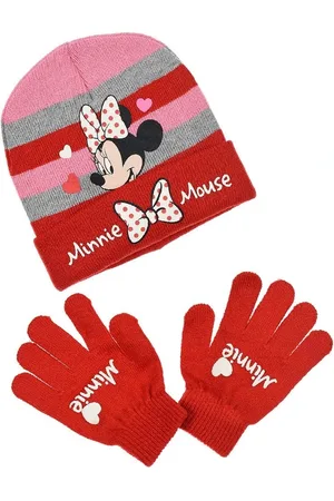 Minnie Červeno-růžová svítící sada čepice a rukavic Minnie