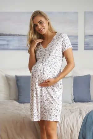 Doctor Nap Bílo-fialová těhotenská košile se vzorem květin