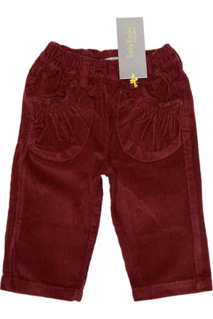 Basics from Amsterdam Corduroy dívčí tmavě červené kalhoty na gumu