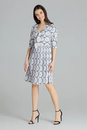 LENITIF Jarní šaty s výstřihem L076 Pattern 113