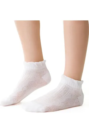 Steven Bílé kotníkové dívčí ponožky se vzorem Art.004 ZH015, WHITE 3D