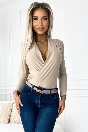 Numoco Béžové body s výstřihem VIOLA 375-7 beige