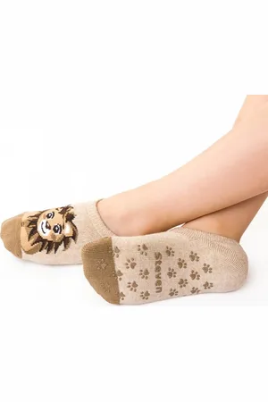 Steven Béžové kotníkové protiskluzové ponožky pro děti Art.134 ZJ013, BEIGE MELANGE - ABS