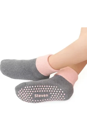 Steven Šedo-růžové protiskluzové ponožky pro dívky ART.038 TS018, GRAY MELANGE - ABS
