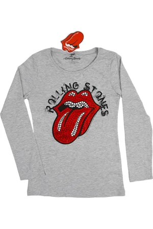 Basics from Amsterdam Rolling Stones šedá dívčí halenka s potiskem