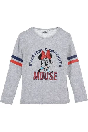 Minnie Šedé tričko Minnie s třpytkami a pruhy na rukávech