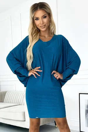 Numoco Modré šaty se třpytkami HELENA 402-3